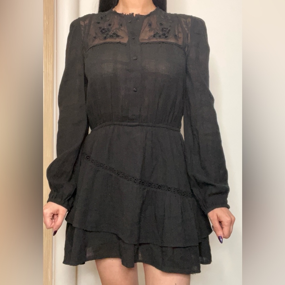 Zara Black Embroidered Dress